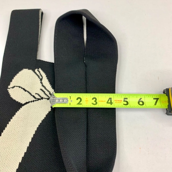 2 knit boho wrists purse totes, black white ribbon and lavender floral pattern - Picture 11 of 14